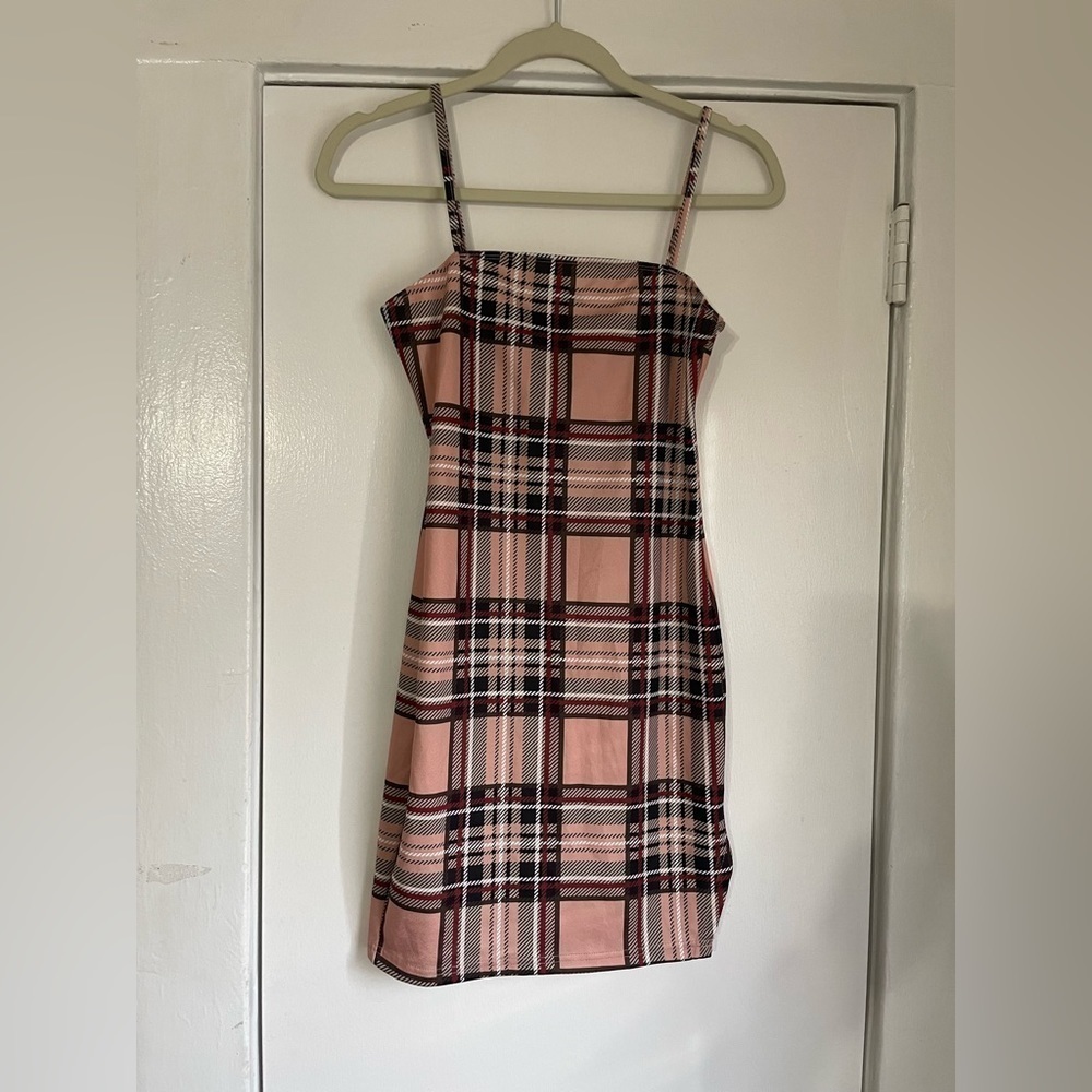 Pink and red plaid‎ tank dress size small